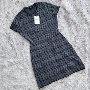 Theory Navy Plaid Mini Dress